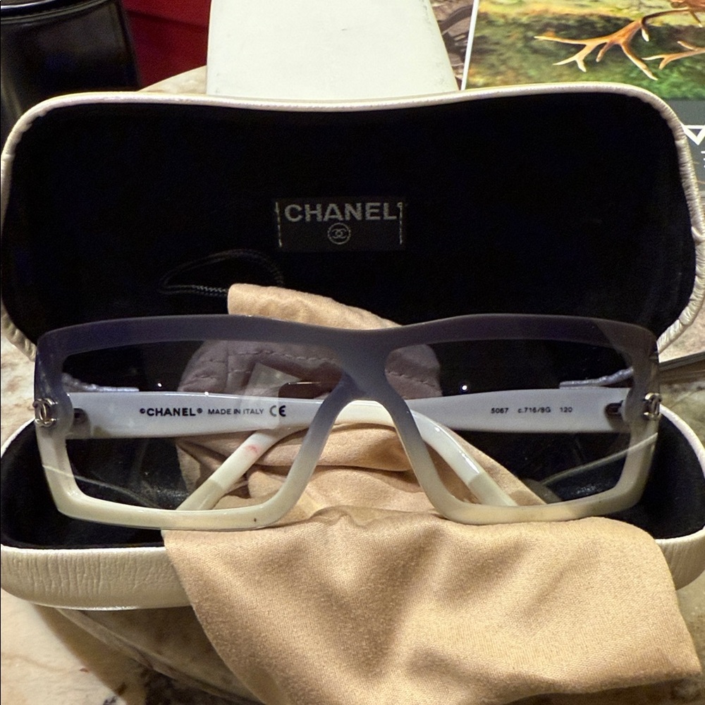 CHANEL Black and Cream Gradient Glasses